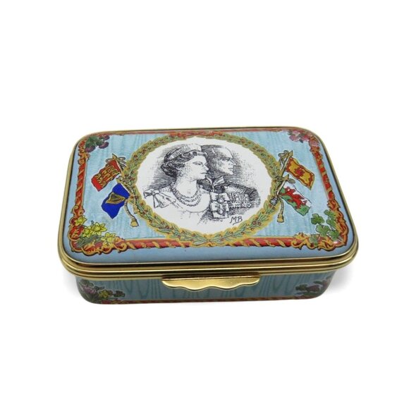 HALCYON DAYS Enamel Queen Elizabeth II And Prince Philip 50th Wedding Anniversar - Picture 5 of 10